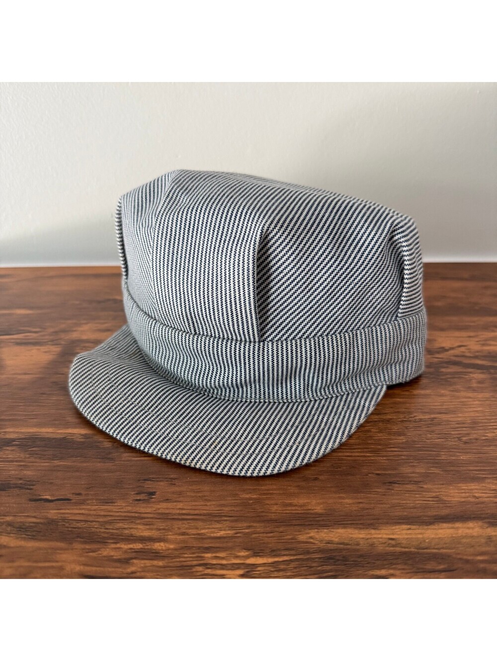 Vintage J Hats Railroad Conductor Hickory Strip Cap Made in USA Size Medium